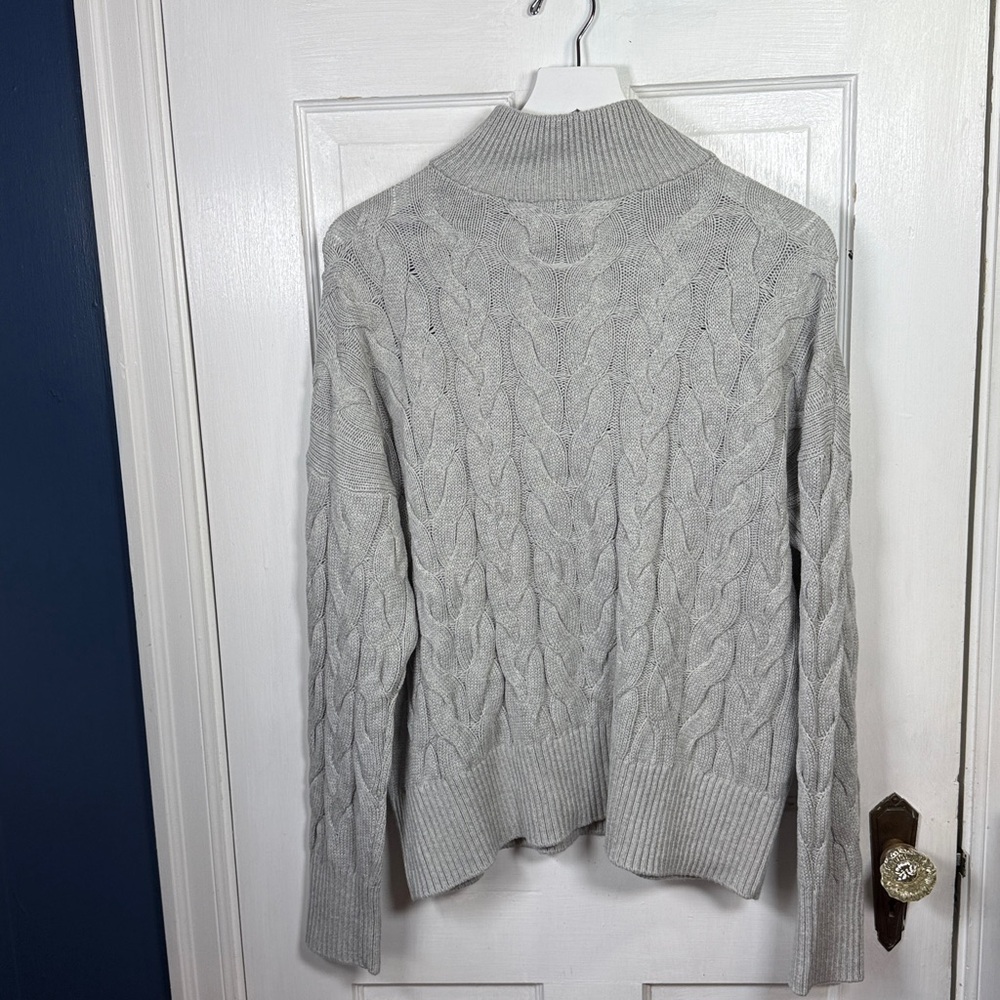 Lands End Women’s 1/4 Zip Cable Knit Drifter Sweater in Gray NEW W2220 Sz M - Picture 9 of 9